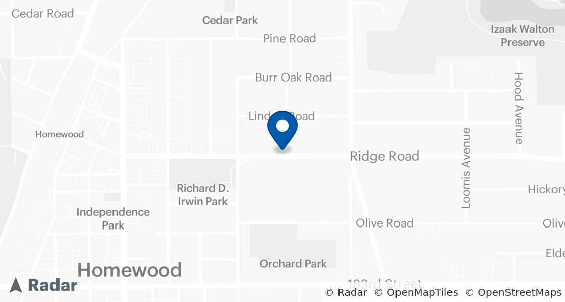 Map of Dairy Queen Location:: 1700 Ridge Rd, Homewood, IL, 60430-1833